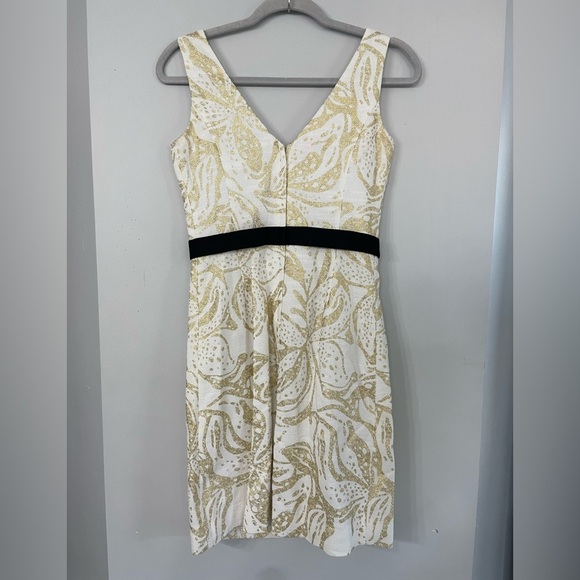 Lilly Pulitzer, 2, women’s gold & white fitted mini dress w/ black bead accents - Picture 9 of 10